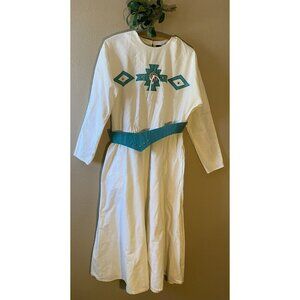 Vintage Cheyenne Outfitters Maxi Dress 12 White Turquoise Concho Southwestern